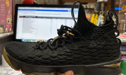 Nike LeBron 15 Black Gold Pre Owned No Box