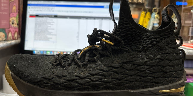 Nike LeBron 15 Black Gold Pre Owned No Box