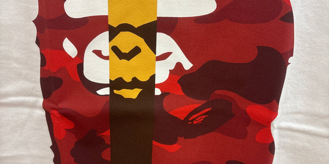 Bape Tee Double Ape Head White Red Camo