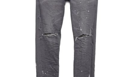 Purple Jeans Worn Grey Knee Slit
