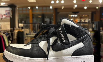 Nike Air Force 1 Mid Stussy Light Bone Black Pre Owned