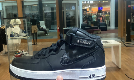 Air Force 1 Mid Stussy Black White Pre-Owned