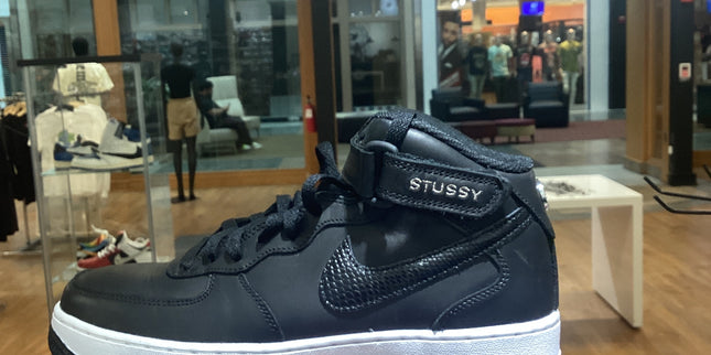 Air Force 1 Mid Stussy Black White Pre-Owned
