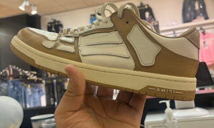 Amiri Skel Top Low White Brown Pre Owned No Box Missing one Insole