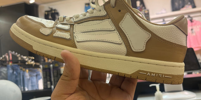 Amiri Skel Top Low White Brown Pre Owned No Box Missing one Insole