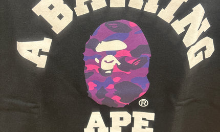 Bape Tee College Logo Black Purple