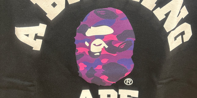 Bape Tee College Logo Black Purple