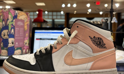 Jordan 1 Mid Arctic Orange Black Toe Pre-Owned No Box No Insoles