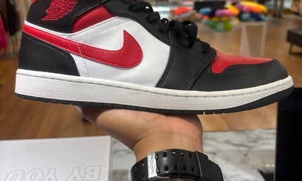 Jordan 1 Mid White Black Red Pre-Owned