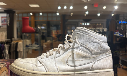 Jordan 1 Mid Triple White Pre Owned No Box