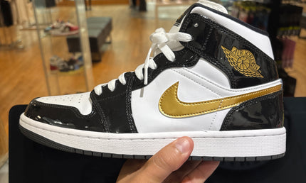 Jordan 1 Mid Patent Black Gold Pre-Owned
