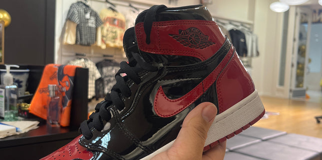 Jordan 1 High Patent Bred Pre Owned No Box