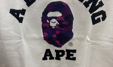 Bape Tee College Logo White Purple