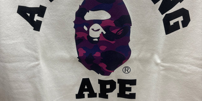 Bape Tee College Logo White Purple