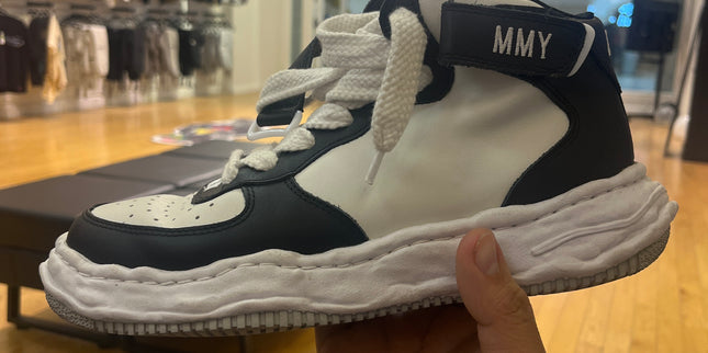 MMY Sole Leather High Black White Pre Owned No box