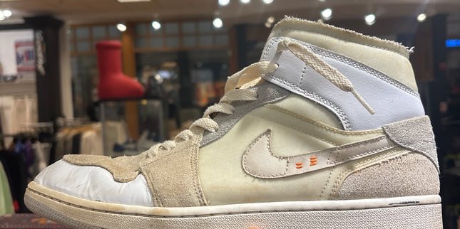 Jordan 1 Mid SE Craft Inside Out White Grey Pre Owned No Box