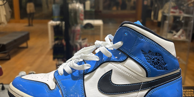 Jordan 1 Mid Signal Blue Pre Owned No Box