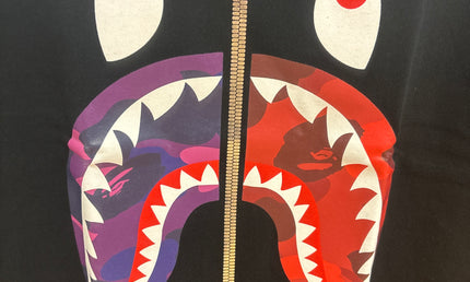 Bape Tee Shark Face Zipper Black Multi-Color
