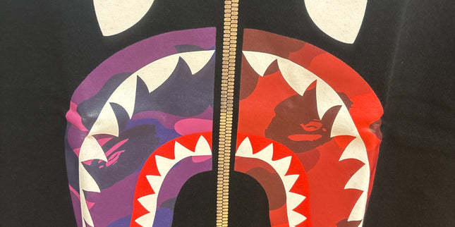 Bape Tee Shark Face Zipper Black Multi-Color