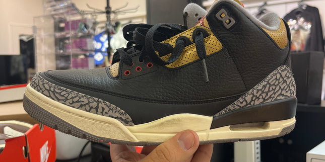 Jordan 3 Retro Black Gold W Pre Owned No Box