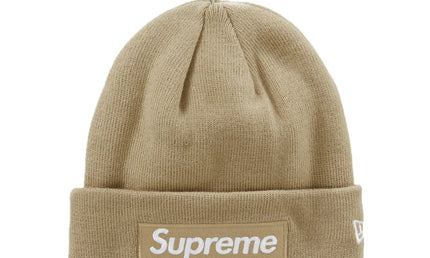 Supreme New Era Box Logo Beanie Dark Sand