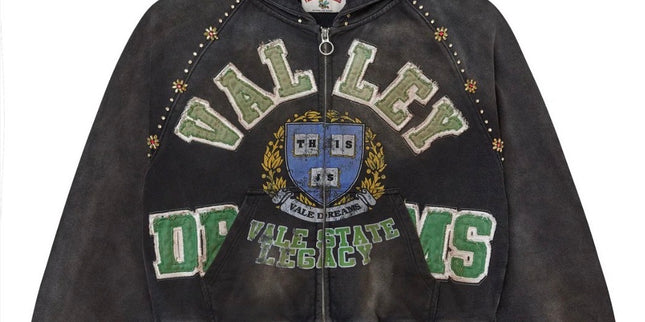 Vale Black Gem Zip Up Hoodie