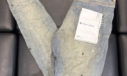 Purple Jean Mid Indigo Destroy Paint
