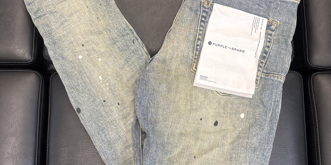 Purple Jean Mid Indigo Destroy Paint