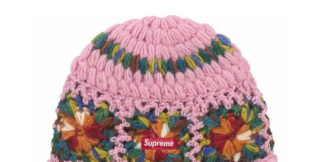 Supreme Crochet Beanie Pink