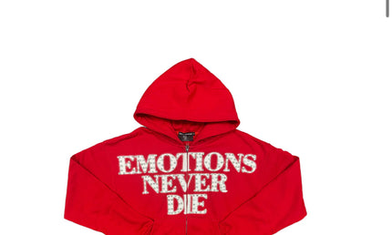 Mixed Emotion Rhinstone Red End Hoodie