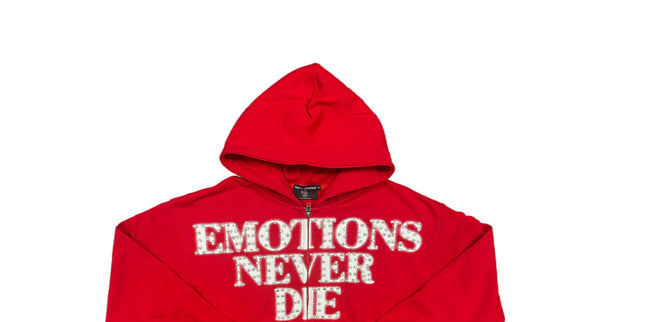 Mixed Emotion Rhinstone Red End Hoodie