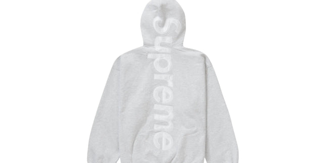 Supreme Satin Applique Hooded Sweatshirt FW23 Ash Grey
