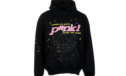 Sp5der hoodie black pink