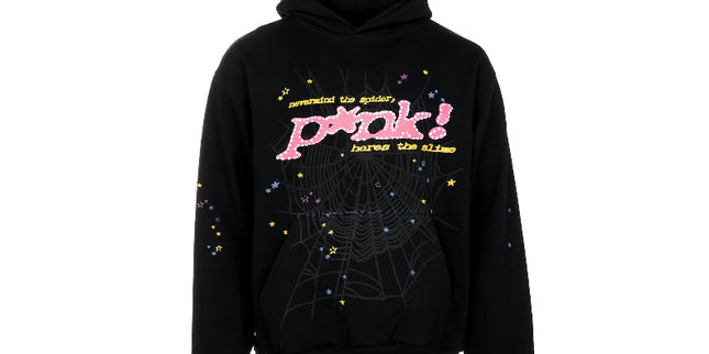 Sp5der hoodie black pink