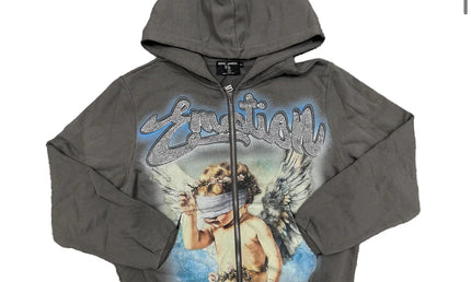 Mixed Emotion Grey Rhinestone Hoodie
