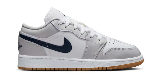 Jordan 1 Low White Neutral Grey Gum Midnight Navy GS