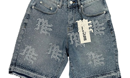 Mixed Emotion ME Rhinestone Blue Shorts