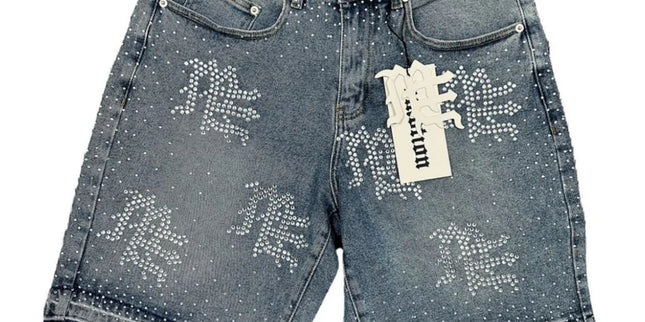 Mixed Emotion ME Rhinestone Blue Shorts