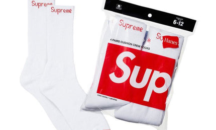 Supreme Socks White 4 pack