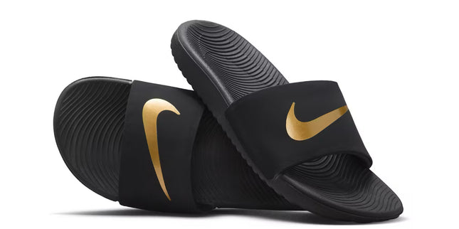 Nike Kawa Slide Black Metallic Gold GS