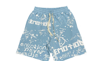 Mixed Emotion Blue Graffiti Shorts
