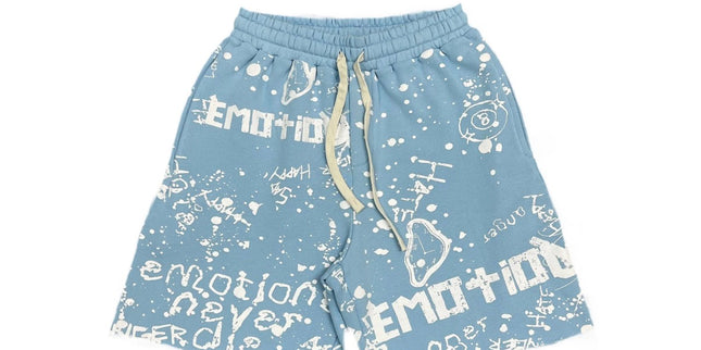 Mixed Emotion Blue Graffiti Shorts