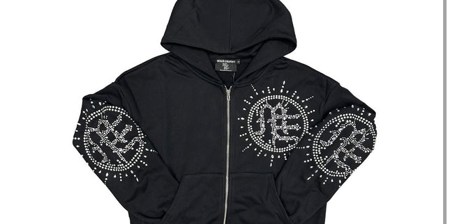 Mixed Emotion Eclipse Black Rhinestone Hoodie