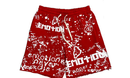 Mixed Emotion Red Graffiti Shorts