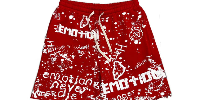 Mixed Emotion Red Graffiti Shorts
