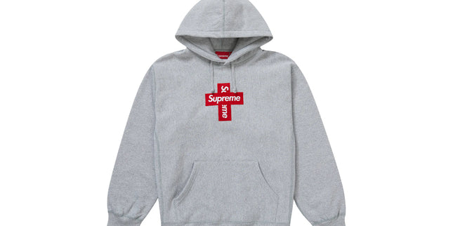 Supreme Cross Box Logo Hooded Grey