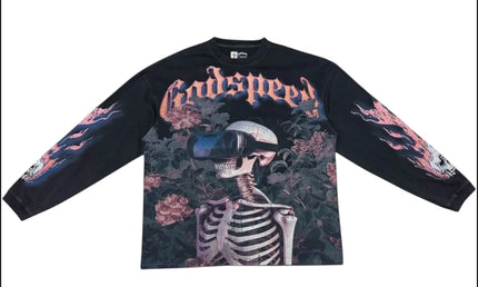 Godspeed vision-Flowers Black-Wash long sleeve