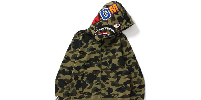 BAPE 1st Camo Shark Full Zip Hoodie Green
