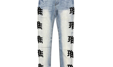 Mixed Emotion Monogram Denim Light Blue Wash