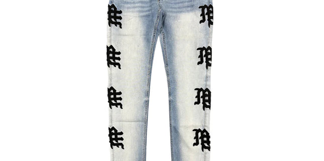Mixed Emotion Monogram Denim Light Blue Wash